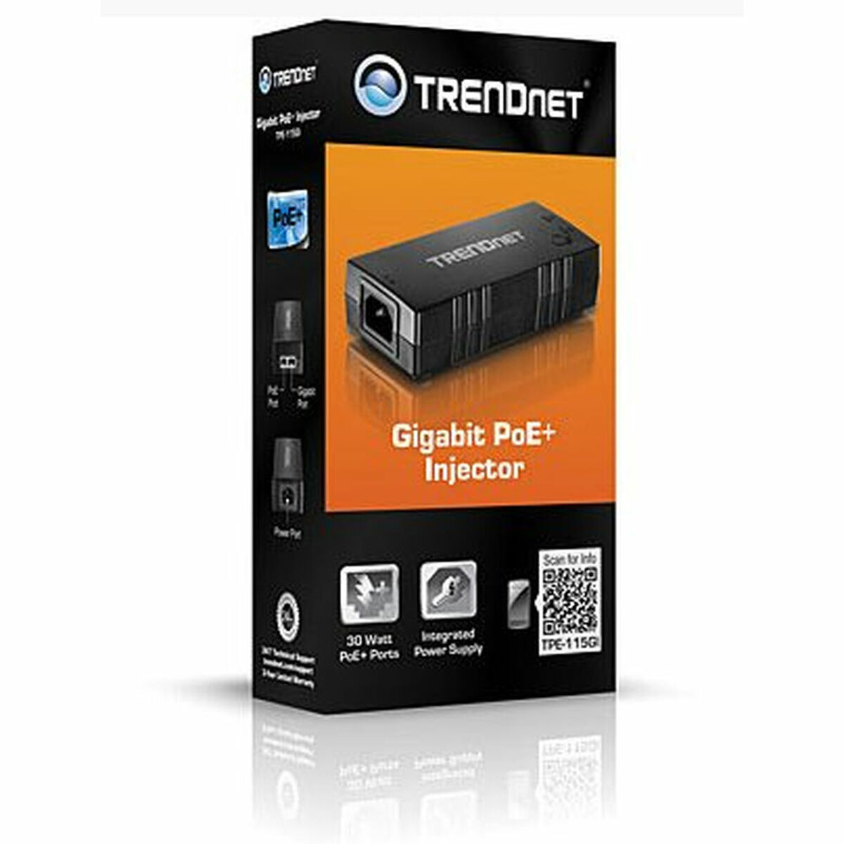 PoE инжектор Trendnet TPE-115GI Черен